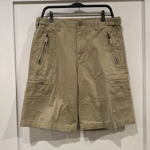 Vtg Express Mens Sz 32 Cargo Shorts Vintage Twill  Utility Khaki Gorpcore Hiking